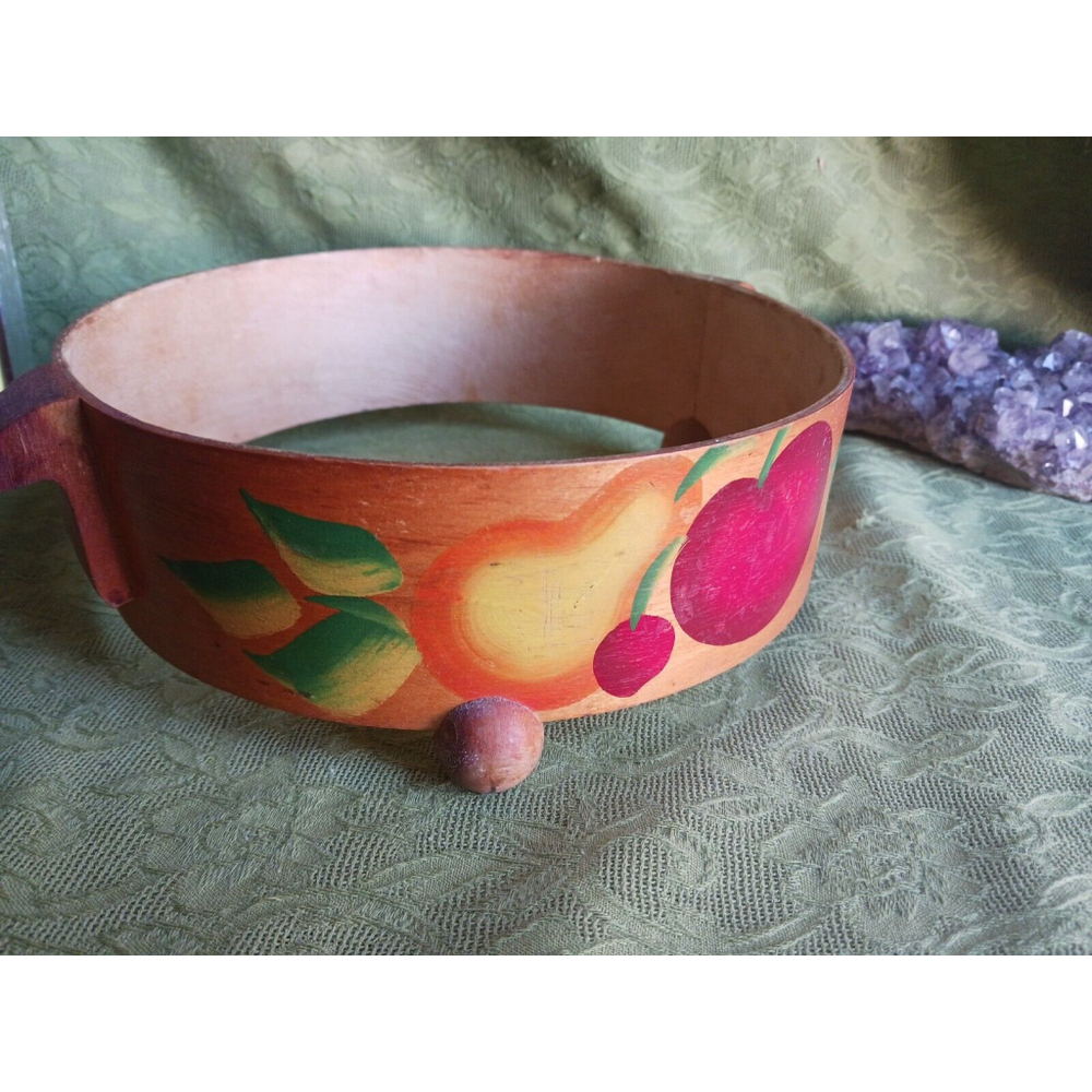 Vintage Wooden Hand Painted Casserole Holder Apple Pear